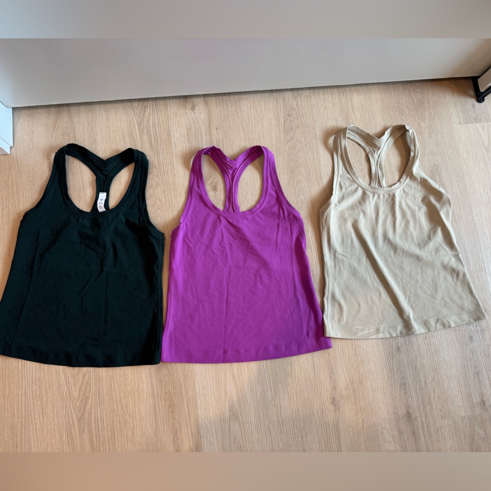 Lululemon Women's Racerback Tank Top Set - Black, Purple, Cream